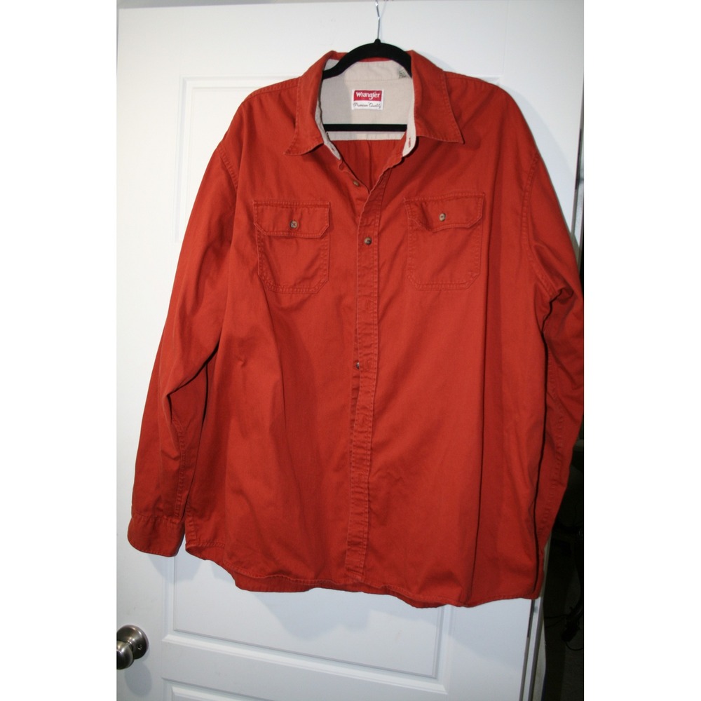 Wrangler Mens 2XL Burnt Orange Cotton Long Sleeve Button Down Work Shirt